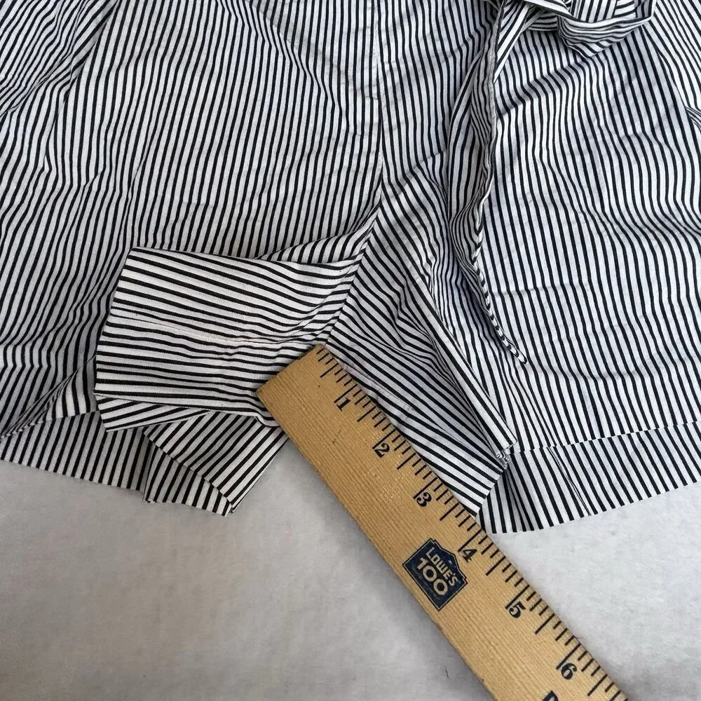 J.Crew Sack Style shorts Size 12 Tie Belt Black & White Pin Stripes High Rise